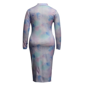 Ruched Sky Tie-Dye Dress